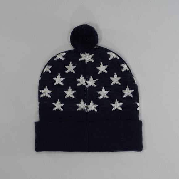 10.Deep Blue & White Cuffed Beanie - One Size - Picture 2 of 3
